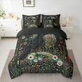 thumbnail image 3 of Manfei Hippie Black Crow Twin Bedding Sets 7-Piece for Kids, Rustic Groovy Floral Bedding Comforter Set, Tribal Bohemian Style Reversible Sheet Sets, Super Cozy Room Decor, 3 of 8