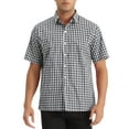 thumbnail image 1 of Camisas de vestir de cuadros INSPIRE CHIC para hombres, de manga corta, talla 2XL, color negro, 1 of 6