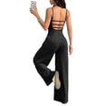 thumbnail image 3 of Women's Wide Leg Jumpsuit Sleeveless Square Neck Strappy Open Back Casual Loose Fit, 3 of 5