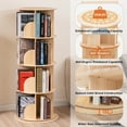 thumbnail image 5 of Duoku 360° Rotating Bookshelf Tower, 4-Tier Bookcase for Kids & Adults - Solid Wood Corner Shelf, 5 of 7