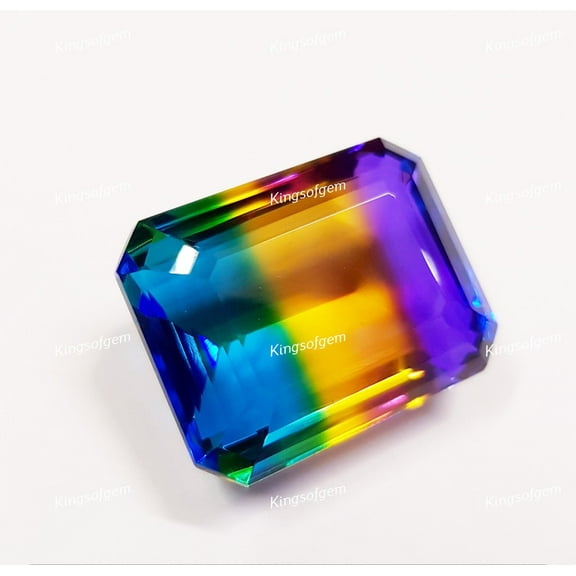 103 Ct Crystal Quartz Gemstone Emerald Doublet Multi Color Stone Lab Grown Loose Gemstone