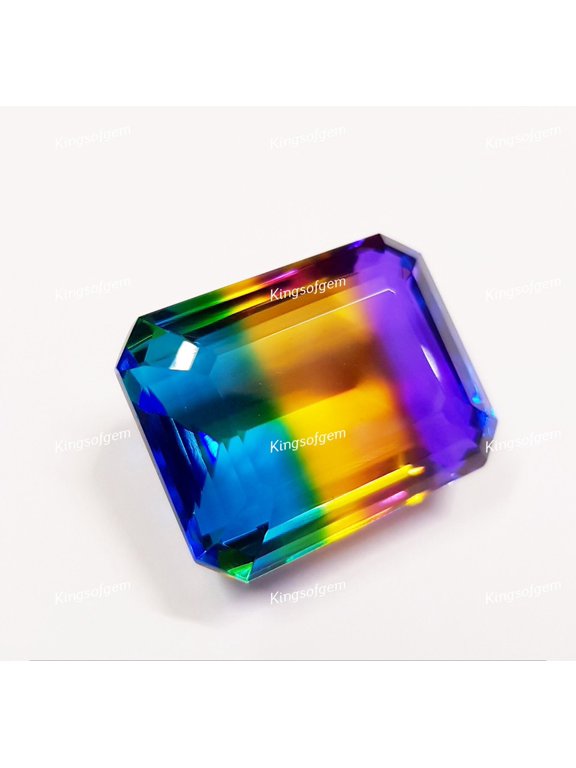 103 Ct Crystal Quartz Gemstone Emerald Doublet Multi Color Stone Lab Grown Loose Gemstone