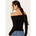 thumbnail image 4 of Shyanne Women's Pointelle Ribbed Off The Shoulder Top - SWHO23K11-BLK X-  US, 4 of 4