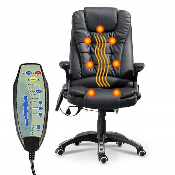 High Back Managerial Chair Ergonomic Pu Leather Heated Vibrating Massage Office Computer Chair Black Walmart Com Walmart Com