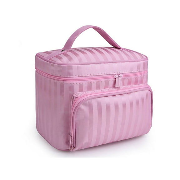Twoworld Travel Makeup Bag for Women Portable Cosmetic Bag Waterproof Toiletry Bag with Handle Pink Make up Organizational