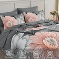 thumbnail image 3 of Queen Comforter Set 7 Pieces Grey Floral Comforter Set Queen Size Bed in a Bag Flower Bedding Sets Lightweight Boho Bed Set with Sheet,Pillowcases&Shams for All Season, 3 of 9
