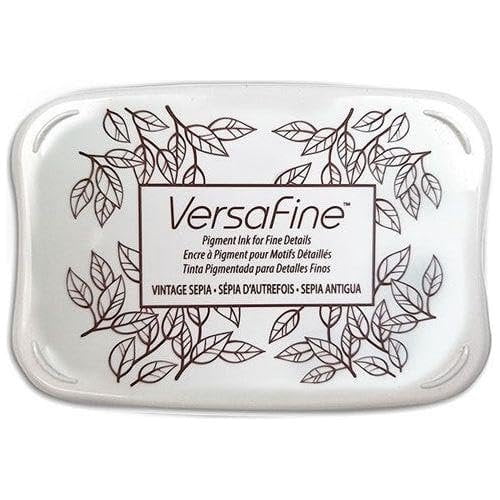 Tsukineko VersaFine Bundle - Vintage Sepia Versafine Full-Size Inkpad with Versafine Re-Inker and Trebbies Fine Detail Sticks