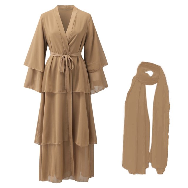 VBARHMQRT Cardigan Sweater Women's Soft and Elegant Chiffon Solid Layered Cardigan Loose Long Cardigan
