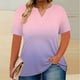 thumbnail image 4 of Mujeres Tops Casual V-Cuello Impreso Oversized Mangas Cortas Camiseta Top, Poliéster Verano Primavera, 4 of 5