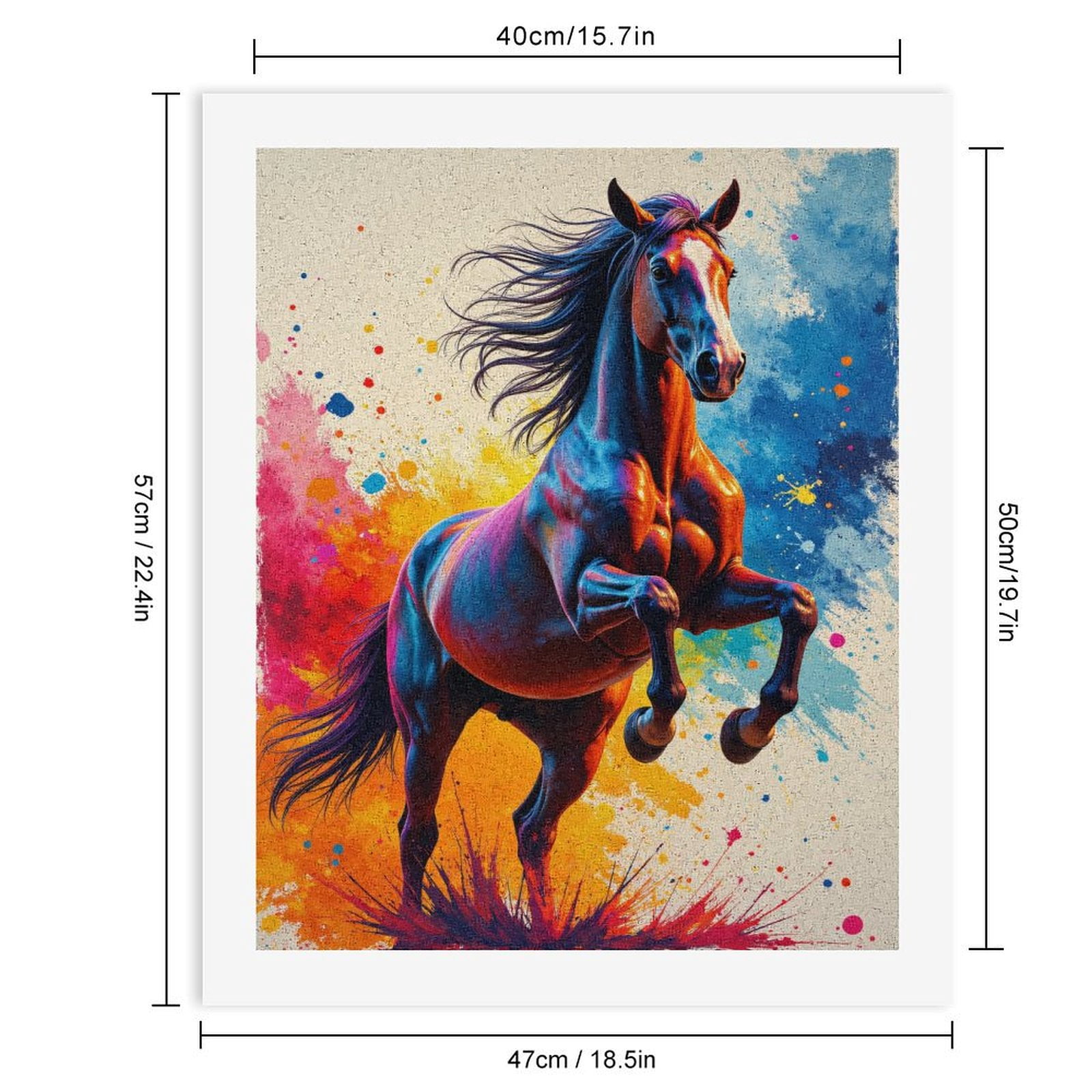 Paint By Numbers Kit for Adults Beginner - DIY Vibrant Horse Colorful Splash Art Canvas Painting Kits for Adults, Frameless Paint By Number for Adults for Home Wall Decor 16x20 Inch