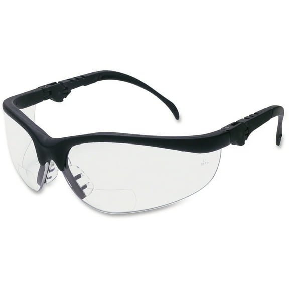 Crews Klondike Plus Magnifier Safety Glasses, Black Frame, Clear Lens, 1 Each (Quantity)