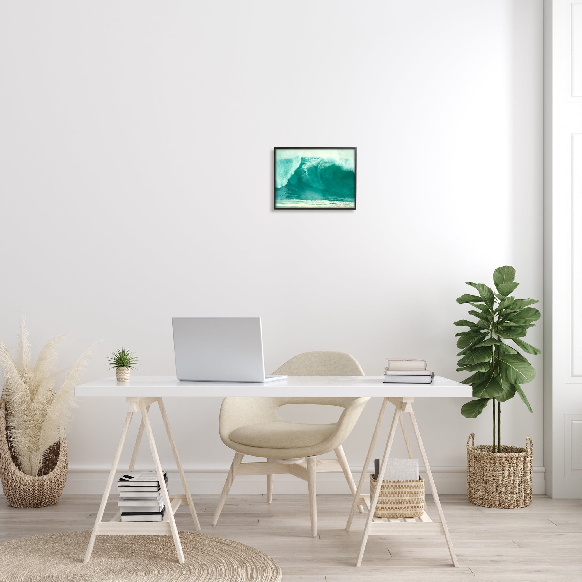 Stupell Industries Sun Spot Tidal Wave Tropical Surfing Coast Coastal Painting Black Framed Art Print Wall Art, 11 x 14, Design by Ashley Calhoun
