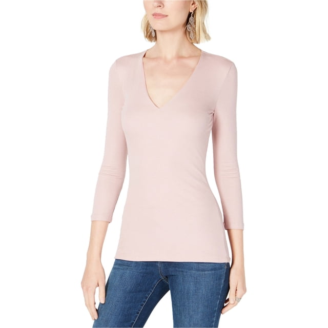 I.N.C Womens V-Neck Basic T-Shirt, Pink, X-Large