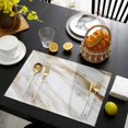 thumbnail image 4 of Abstract White Gold Placemats Set of 6, Simple Marble Geometric Washable Wipeable Table Mats for Dining Tables, Indoor Outdoor Kitchen Place Mats for Holiday Party Table Decor, 4 of 9