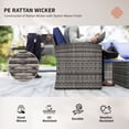 thumbnail image 3 of 6-Piece Rattan Patio Furniture Set, 7-Seater Outdoor Wicker Sofa Set with Storage Tea and Side Tables, Navy Blue Cushions, Grey PE Wicker & Steel Frame for Backyard or Garden, 3 of 7