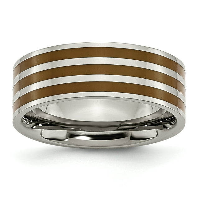 Bague de Mariage en Titane Brun 8mm pour Homme pour Papa Hommes pour Lui
