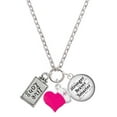 thumbnail image 1 of Delight Jewelry Silvertone Live Long - Hot Pink Heart Nurse Strong Zoe Necklace, 1 of 4