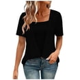 thumbnail image 2 of Womens Summer Tops Trendy 2 in 1 Blouses Short Sleeve Shirts Casual T Shirts Beach Vacation Clothes (XL, Black), 2 of 5