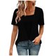 thumbnail image 1 of TaTaai Women's Casual Faux Two Piece Short Sleeve Top, Solid Pattern, Round Neck, Fashion Daily Home Wear, Comfortable Fabric Gift, 1 of 5