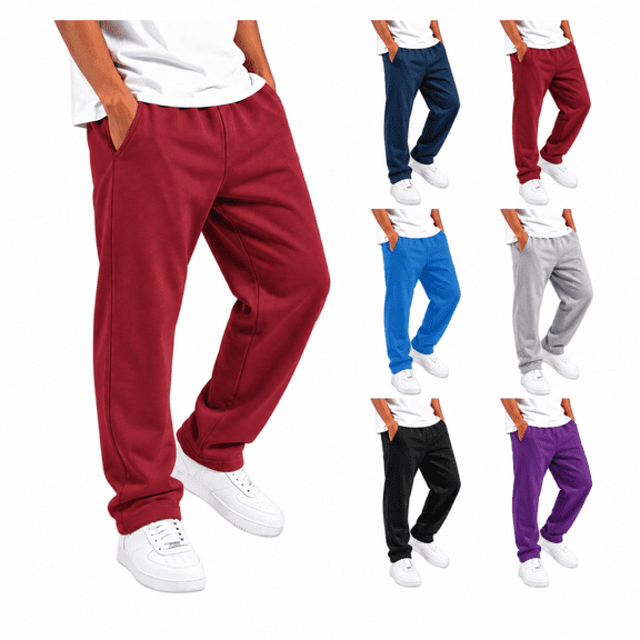 ZBSOKO Boys Athletic Pants Straight Leg Open Bottom Outdoor Pants Elastic Waist Solid Color Casual Trousers for Kids Teen 2-15 Years