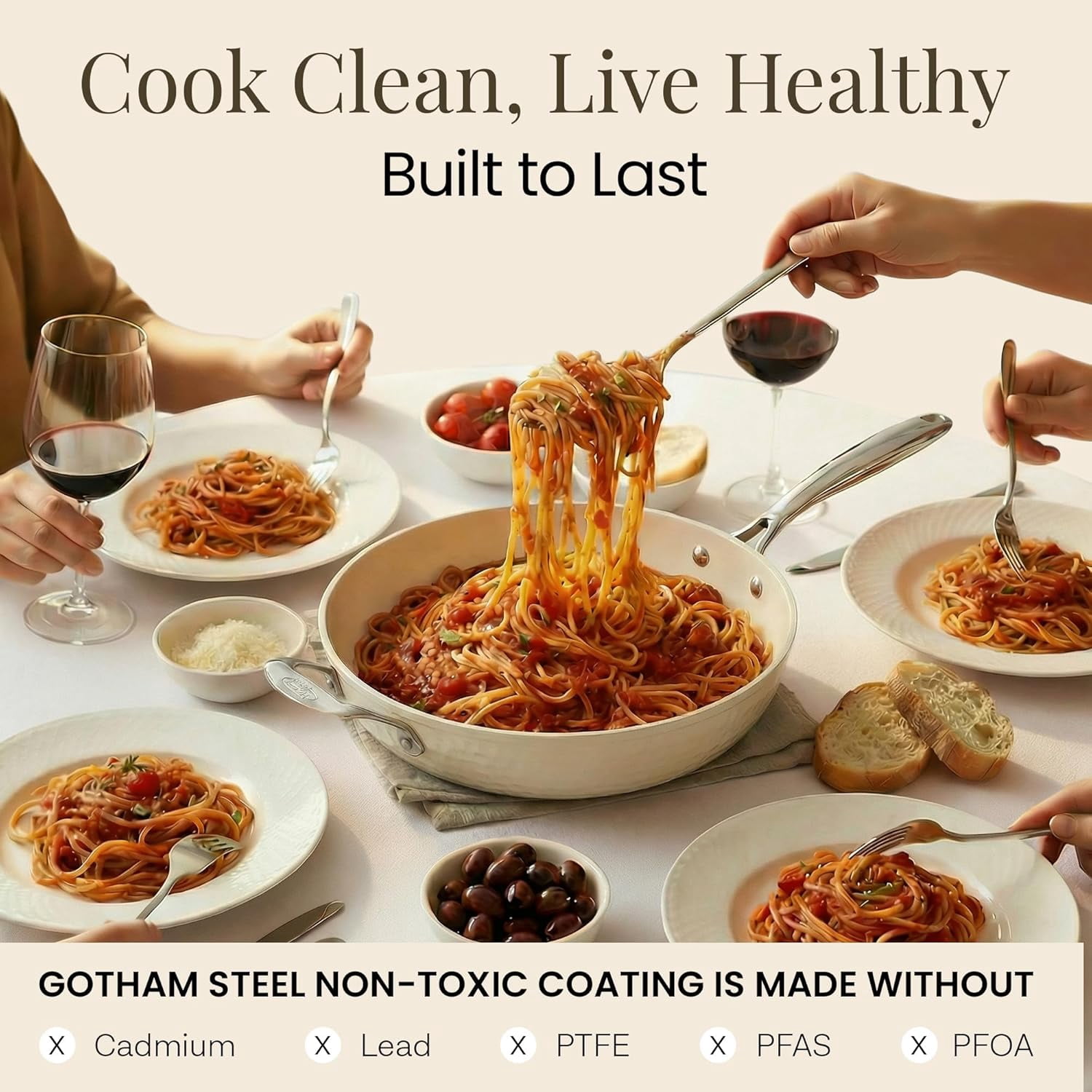 Hammered 14 Inch Non Stick Frying Pan with Lid, Extra Large Nonstick Cookware for Family Meals