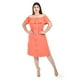 thumbnail image 5 of Vestido campesino con botones Roman Fashion /Tallas Extras, 006 (Coral) coral 36, 5 of 6