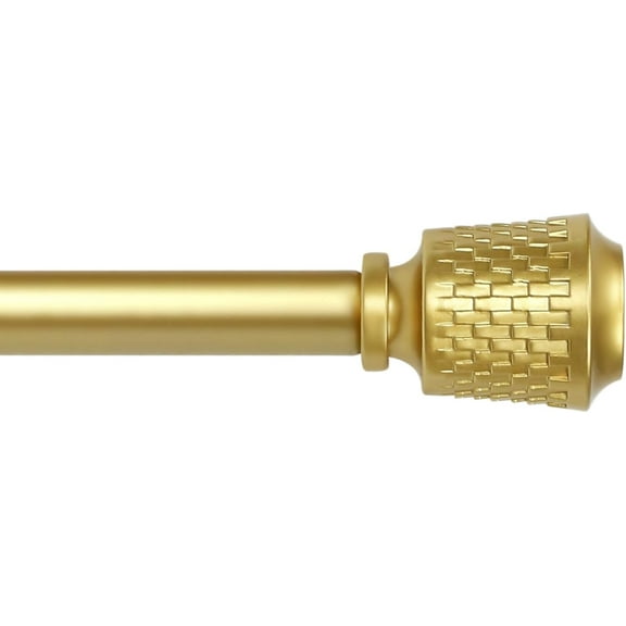 eTeckram 5/8" Single Curtain Rod with Vieve Finials,Gold,48‘’-84‘’