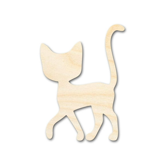 Unfinished Wood Cat Silhouette Shape - Craft - up to 46" 12" / 1/2"