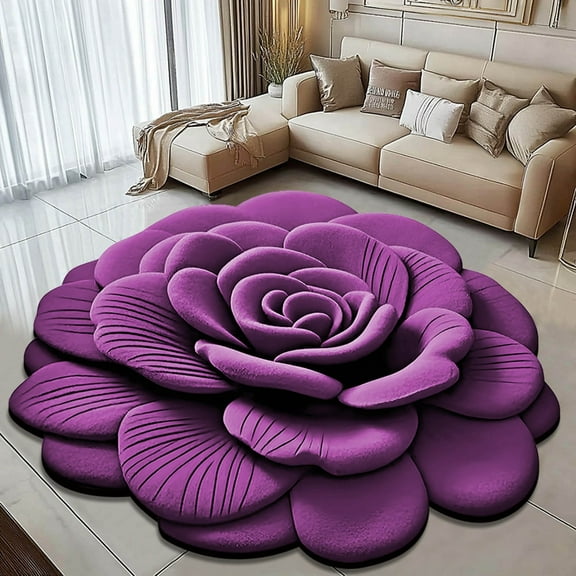 Floral Plush & Diatomaceous Earth Floor Mat, 15.7 Inch 2D Realistic Pattern Non- Absorbent Mat,Super Absorbent and Quick Drying,Multicolor Suitable for Bedroom,Bathroom, Sofa, Coffee Table