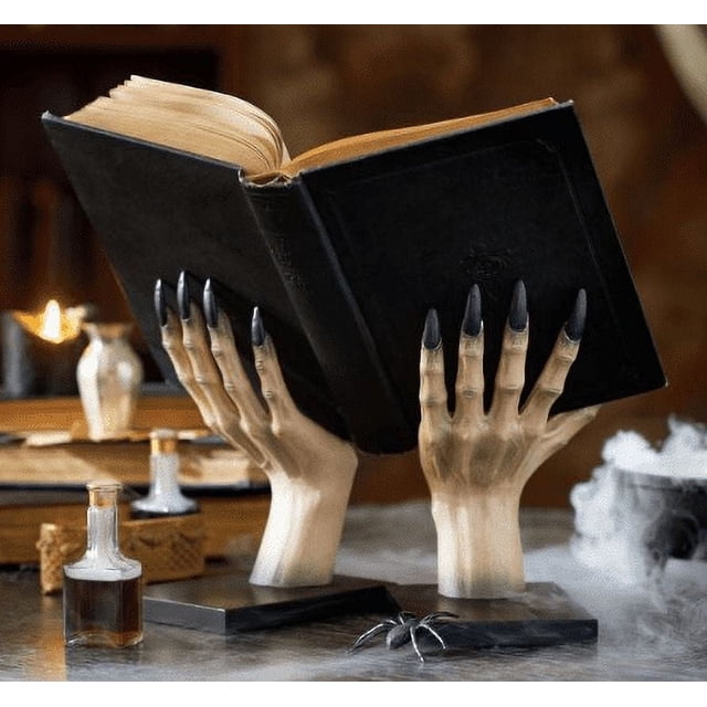 Adorno de escritorio Giyblacko, soporte para libros con forma de mano de bruja, novela, decoración contemporánea para estanterías, escultura de manos, juego de sujetalibros, adornos de resina para