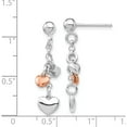 thumbnail image 4 of Sterling Silver Rh-Plated Rose Gold-Plated Heart Dangle Earrings (4.2 X 5.5) Made In Italy qe14081, 4 of 5