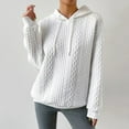 thumbnail image 5 of White Womens Tops Women's Textured Long Sleeve Drop Shoulder Drawstring Pullover Solid Hoodie Fall Outfits for Women 2025, 5 of 6