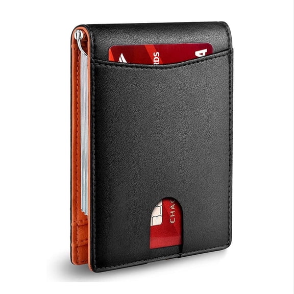 SYMMEXA Men's Wallet RFID Dollar Clip Multi-Slot Anti-Theft Wallet Microfiber Card Holder