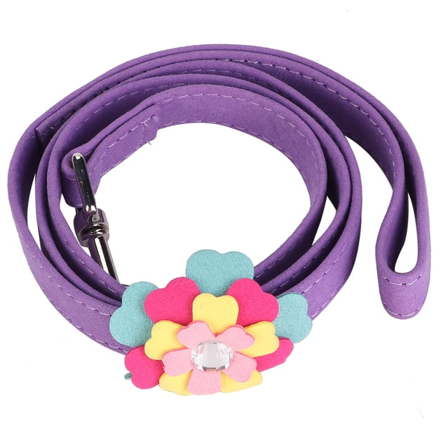 Hermosa flor mascota tirando cuerda cachorro perro tirando cable correa (púrpura)