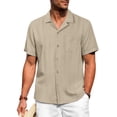 thumbnail image 4 of GENTS BLISS Men Linen Shirts Casual Short Sleeve Button Down Shirts for Men Beach Tops with Pocket, 4 of 10