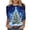 ZQR5-Blue, variant on VKOYWKM Fall Tops Women 3/4 Length Sleeve Women Tops Christmas Santa Graphic Tees Loose Fit Crew Neck Xmas Family Party Top Blouses