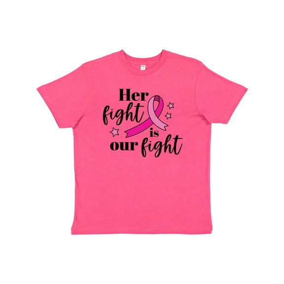 Inktastic Breast Cancer Awareness Her Fight is Our Fight Youth T-Shirt