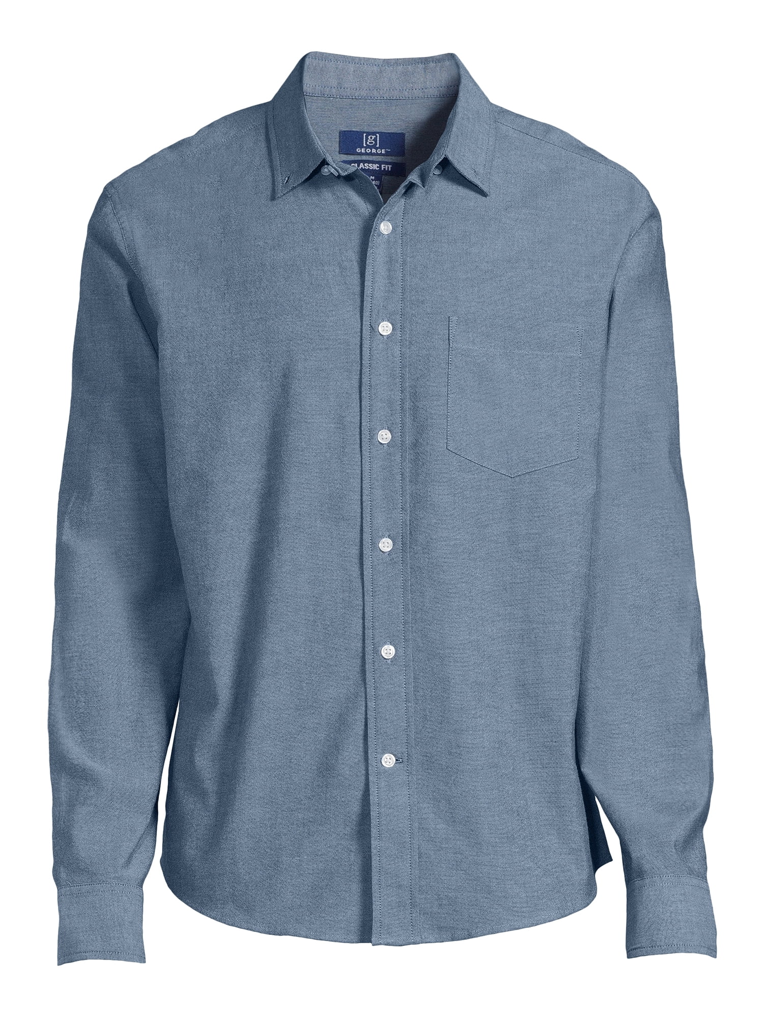 George Men's Long Sleeve Poplin Button-Up Shirt