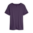 thumbnail image 4 of Fmbrln Womens Plus Size Summer Short Sleeve Tops Casual V Neck Solid Color T-shirts Vacation Beach Comfy Tees Purple XL, 4 of 5