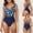 Yellow(New), variant on PNTUTB Summer Women's Fashion Print Lace V Neck High Stretch Conservative One Piece Triangle Swimsuit