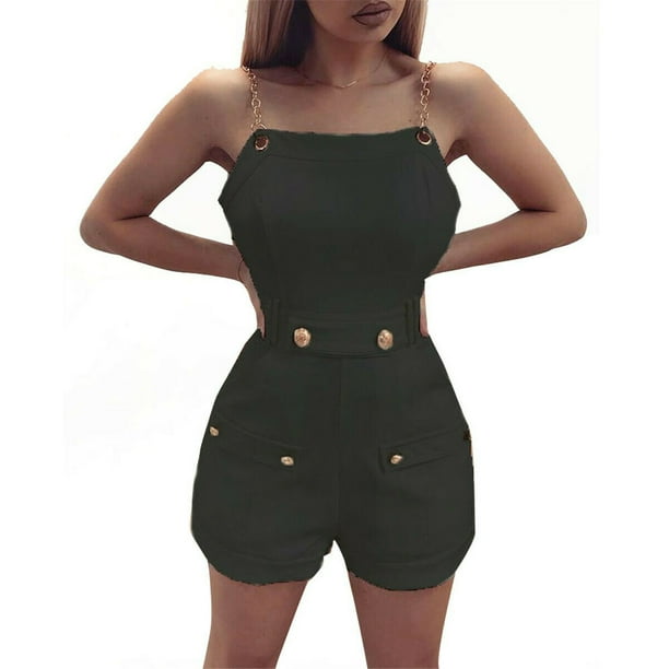 Aunavey Aunavey Women Summer Holiday Pockets Overalls Playsuit Romper