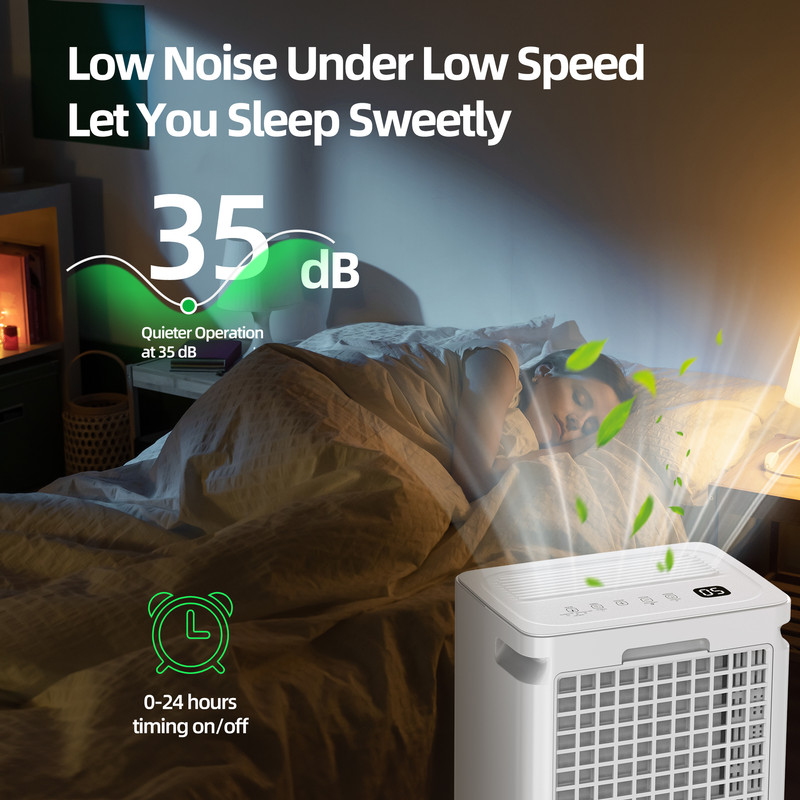 30 pt. 2,000 sq. ft. Dehumidifier in White with Drain Hose, 0.42 Gal. Bucket, 41dB for Bedroom, Cloth Drying, Child Lock