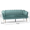 thumbnail image 6 of Noble House Thelen Velvet Channel Stitch 3 Seater Shell Sofa, Turquoise, 6 of 7