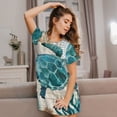 thumbnail image 3 of Gukieu Watercolor Sea Turtle Print Women's Nightgown, A-line Round Neck Short-sleeved Nightgown Pajamas Home Wear Suitable for Home and Outing, 3 of 6