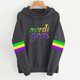 thumbnail image 1 of Uootdi Mardi Gras Womens Drawstring Hoodies for Women Carnival Crewneck Heart Print Hooded Long Sleeve Pullover Festive Color Block Loose Sweatshirts Gift, 1 of 5