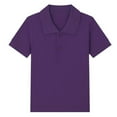 thumbnail image 2 of Kctiaxy Boys Shirts Solid Color Short Sleeve Button School Uniform Shirts Summer Breathable Comfortable Workout Sports Pullover Tees, 2 of 3