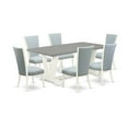 thumbnail image 6 of East West Furniture V097VE215-7 7 Piece Modern Dining Table Set - 6 Baby Blue Linen Fabric Parson Chairs with Nail Heads and Cement Wood Dining Table - Linen White Finish, 6 of 10