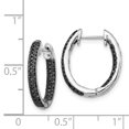 thumbnail image 2 of Real 14kt White Gold; All Black Diamond In/Out Hoop Earrings; for Adults and Teens; for Women and Men, 2 of 2