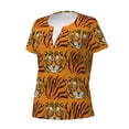 thumbnail image 3 of Wukai Tiger Casual V-Neck Graphic Tees for Women: Lightweight and Breathable Summer Tops with Stylish Design-X-Large, 3 of 8