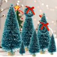 thumbnail image 5 of Visland 56PCS Mini Sisal Snow Frost Trees Mini Pine with Wood Base Bottle Brush Trees Plastic Winter Snow Ornaments Tabletop Trees for Christmas Decoration and Display, 5 of 8